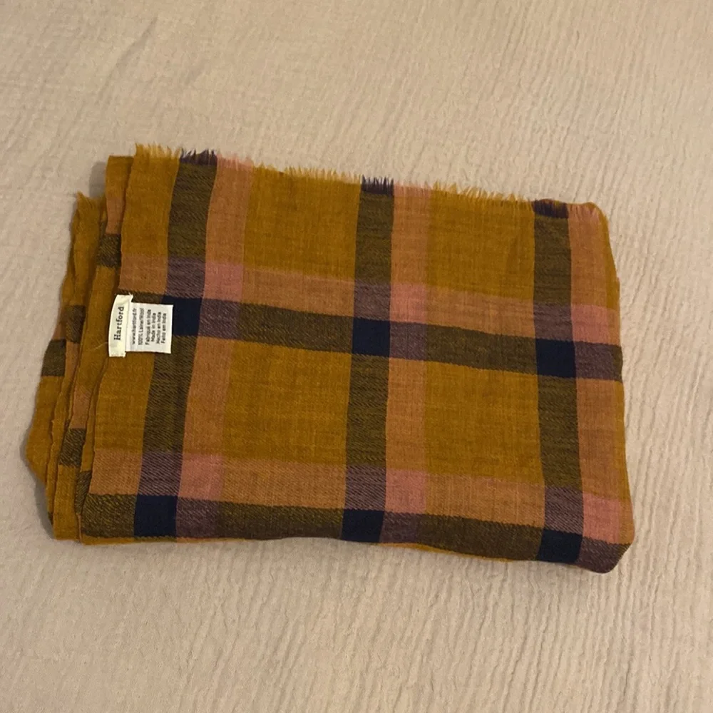 Hartford Wool Scarf in Mustard and Pink 26”72”